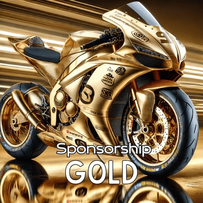 Imagen de una moto de carreras con el logo principal del patrocinador en el carenado y el mono del piloto.