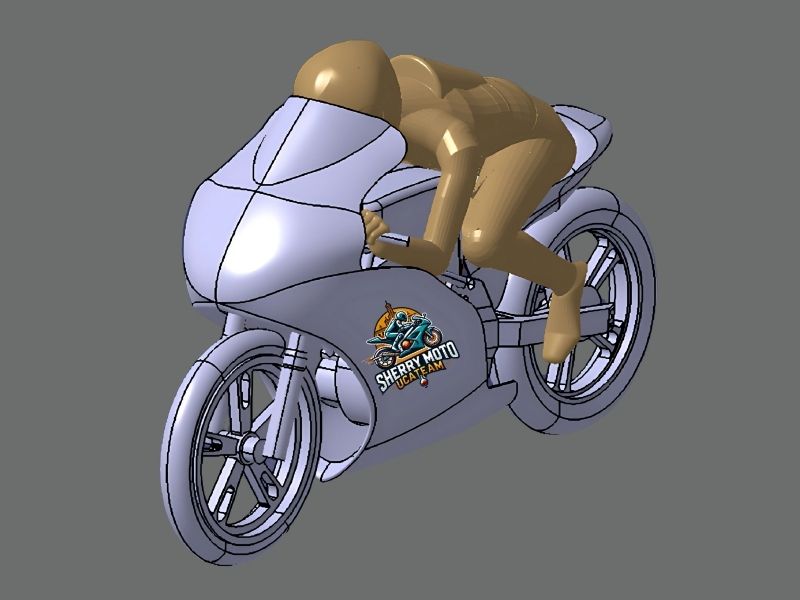 Render 3D definitivo de la motocicleta Sherry Moto, con detalles completos en estructura, carenado y acabados finales.