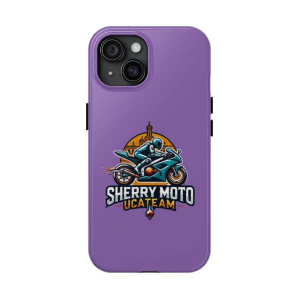 Funda protectora oficial Sherry Moto UCATEAM para iPhone 14 Pro Max, 14, 14 Pro, iPhone 15, 15 Pro, 15 Pro Max con diseño exclusivo y logotipo estampado.